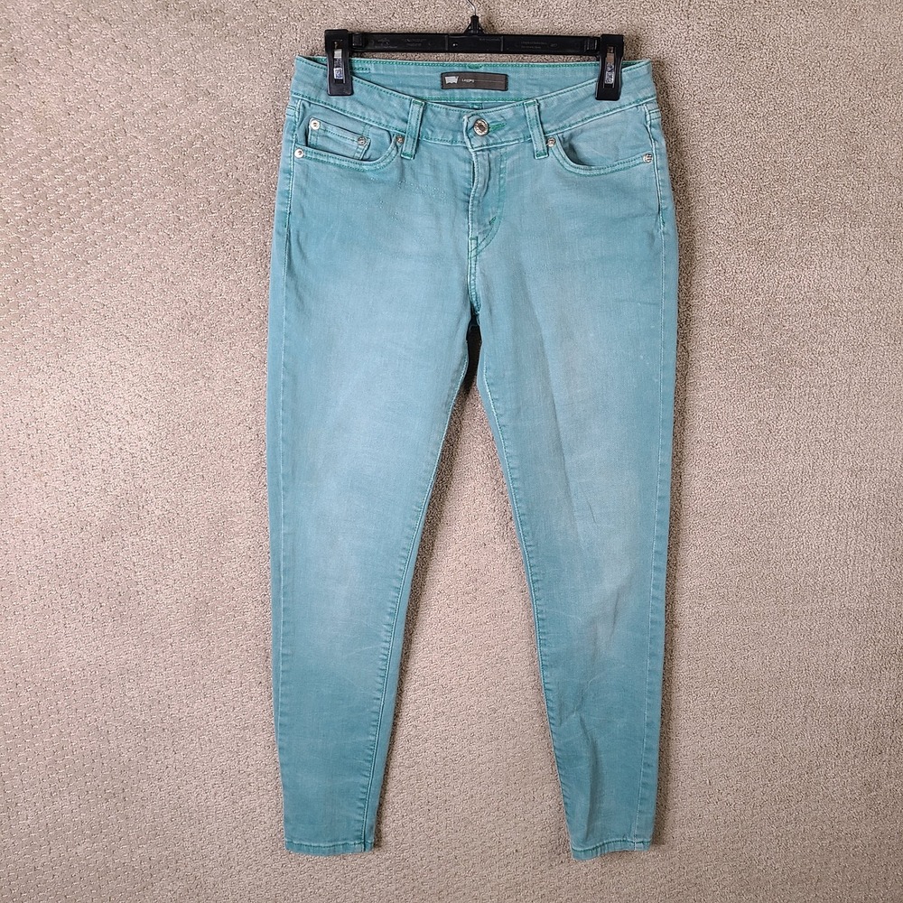 Levis Jeans Womens 29 Blue Legging‎ Skinny Mid Rise Teal Denim Stretch Black Tab